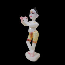 Side view of Bal Gopal Kanha Ji marble murti with fine hand carving