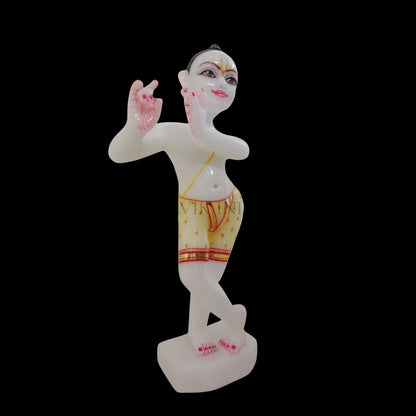 Handcrafted detailing on Bal Gopal Kanha Ji marble idol
