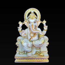 Bhagwan Ganesha Ji white marble statue with blessing posture