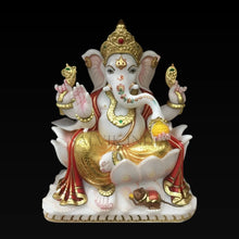Big size white marble Ganesh statue with blessing posture for home entrance