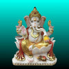 Big size white marble Ganesh statue with blessing posture for home entrance