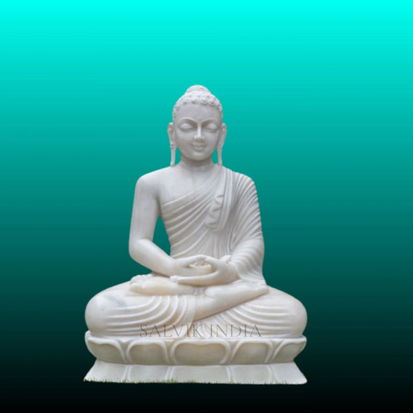 Big size marble Buddha statue for home temple handcrafted from white marble