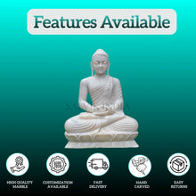 Front view of big size marble Buddha statue for home temple