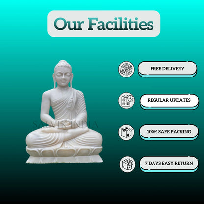 Side angle of big size marble Buddha statue for home mandir