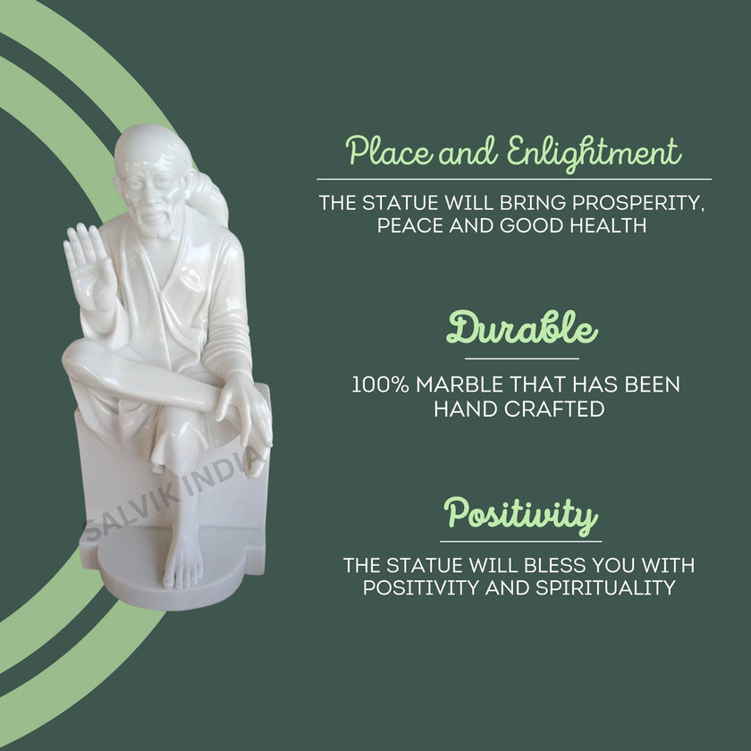 Big size Sai Baba idol made of premium white marble