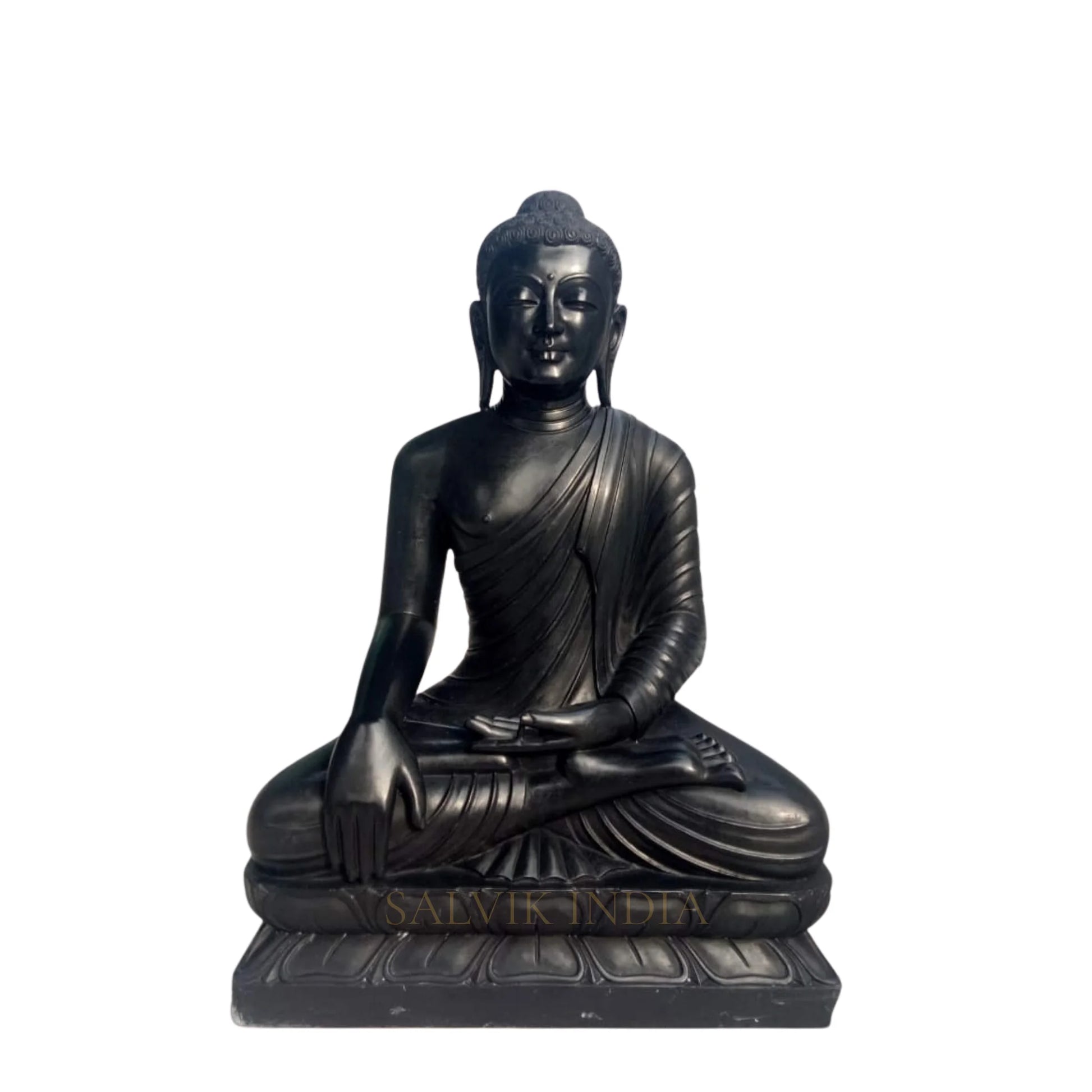 Black marble Buddha statue 12 inch for home temple handcrafted idol