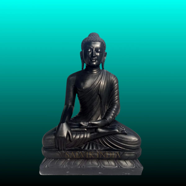 Black marble Buddha statue 12 inch for home temple handcrafted idol