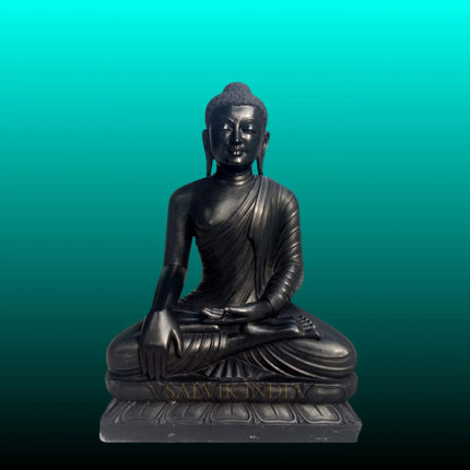 Black marble Buddha statue 12 inch for home temple handcrafted idol