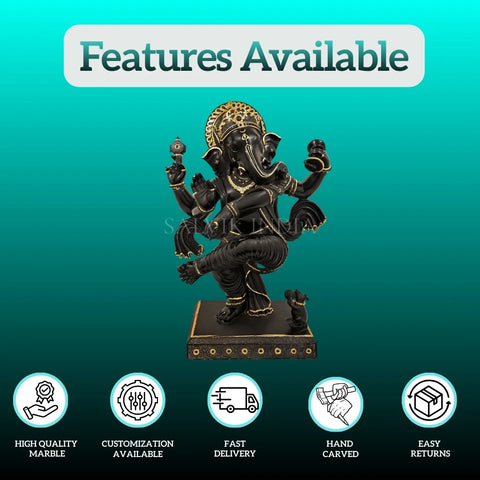 Black Marble Ganesh Statue – for Home & Temple - Salvik | Marble Murti Manufacturers in India