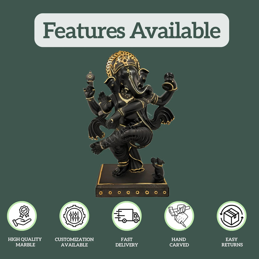 Black Marble Ganesh Statue – for Home & Temple - Salvik | Marble Murti Manufacturers in India