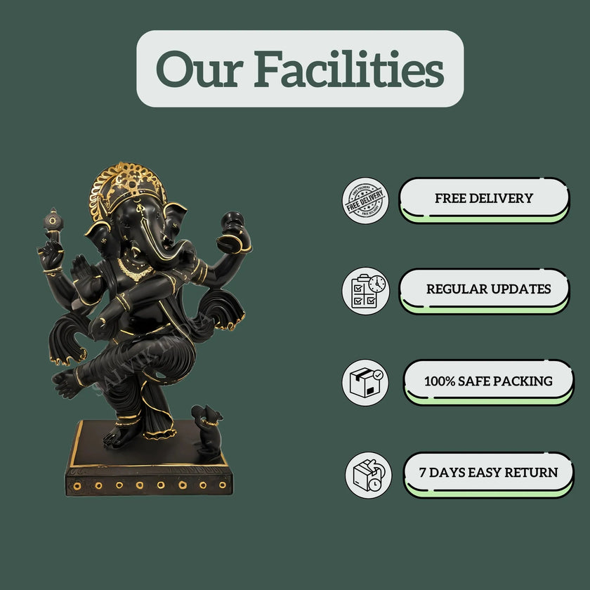 Black Marble Ganesh Statue – for Home & Temple - Salvik | Marble Murti Manufacturers in India
