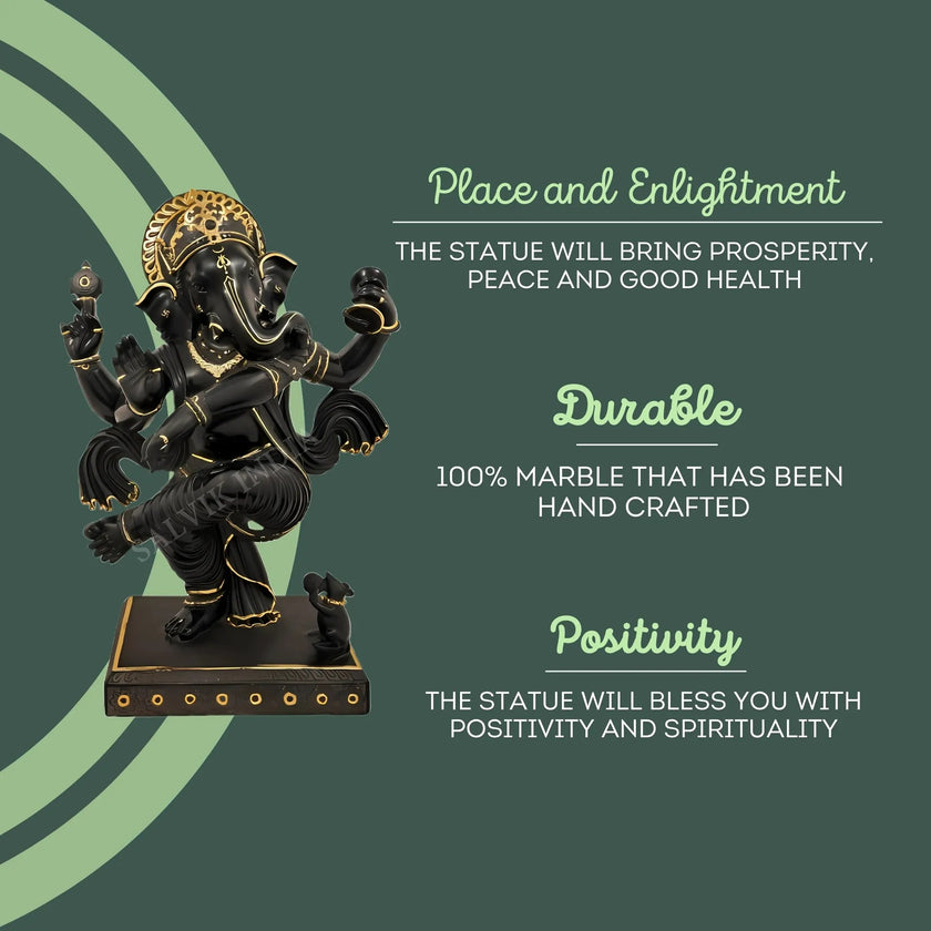 Black Marble Ganesh Statue – for Home & Temple - Salvik | Marble Murti Manufacturers in India