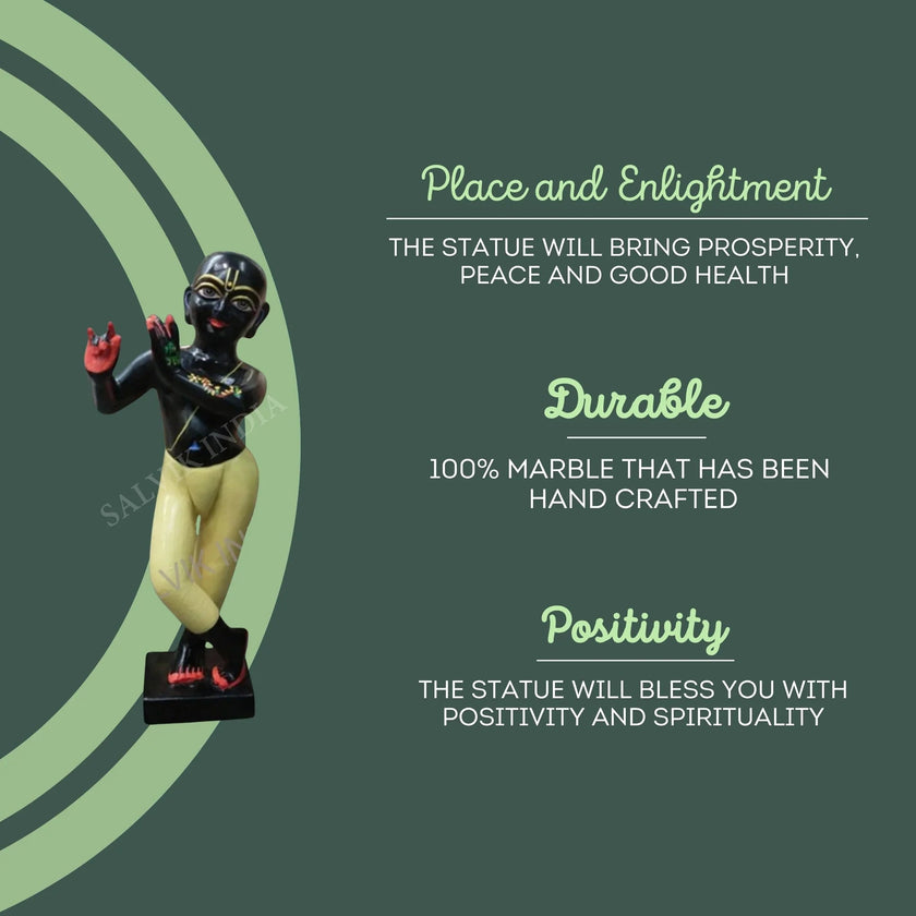 Black Marble Iskcon Krishna Statue (12 - 30 Inch) - Salvik | Marble Murti Manufacturers in India