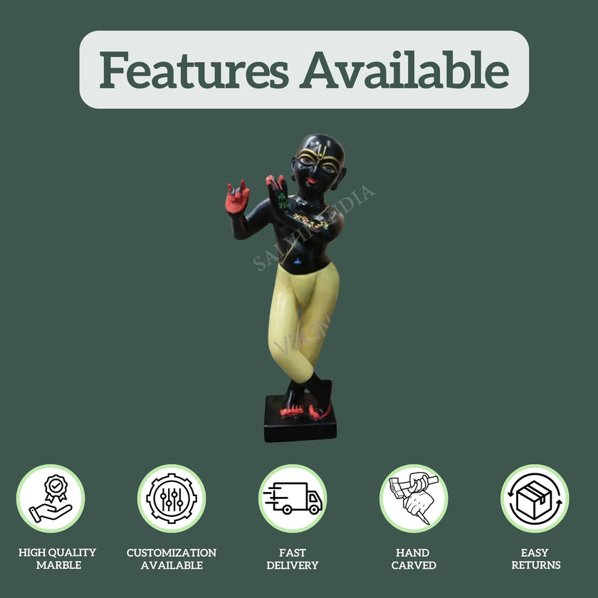 Black Marble Iskcon Krishna Statue (12 - 30 Inch) - Salvik | Marble Murti Manufacturers in India