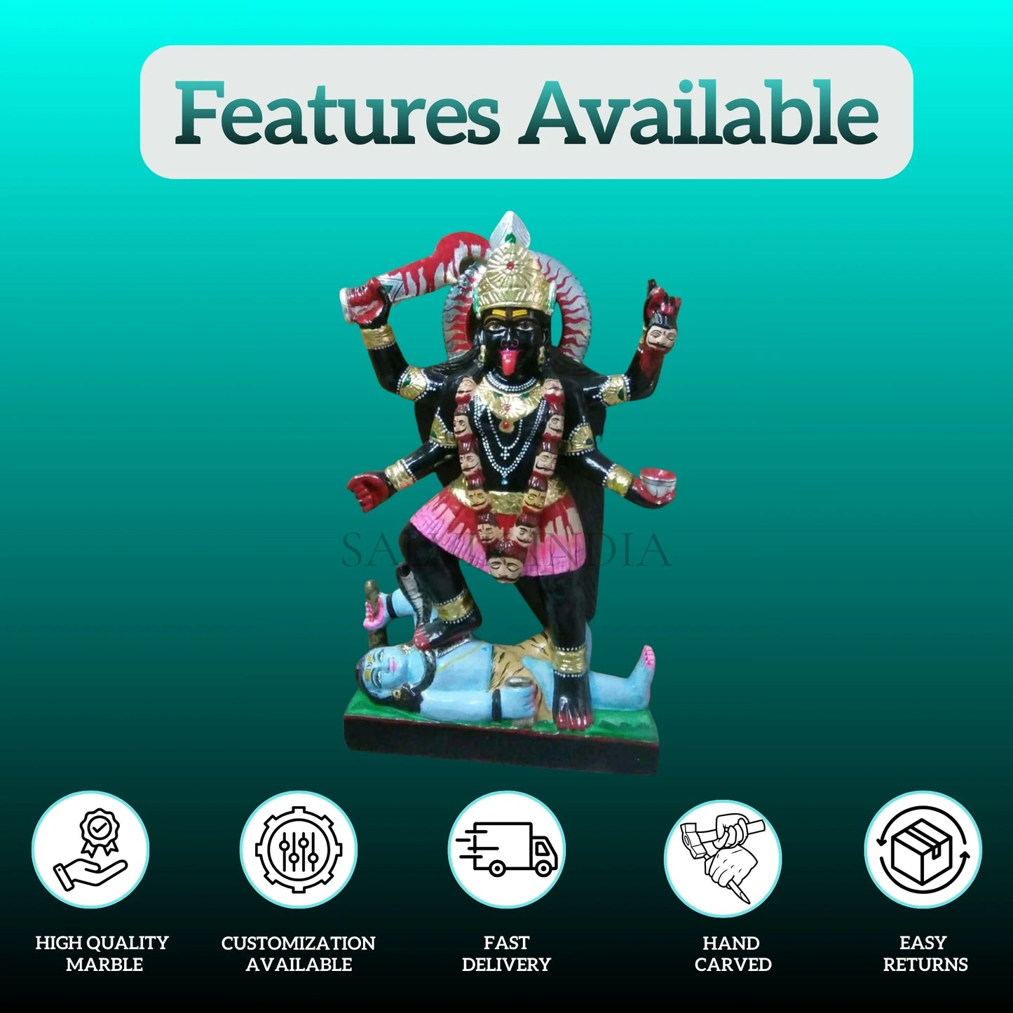 Black Marble Kali Mata idol placed in Home Temple