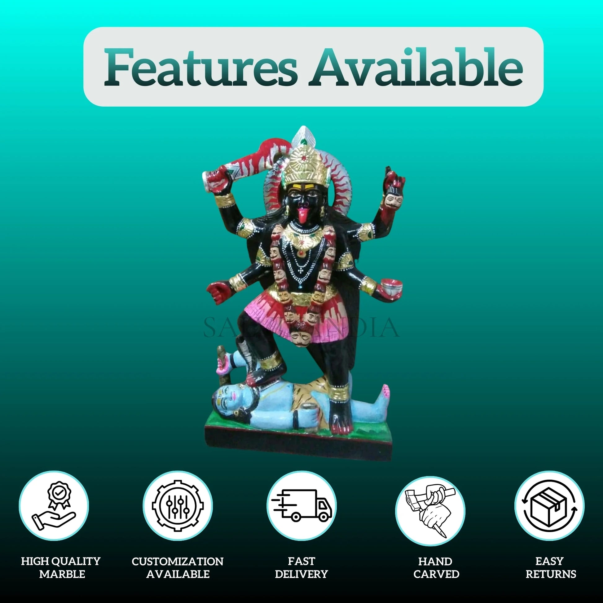 Black Marble Kali Mata idol placed in Home Temple