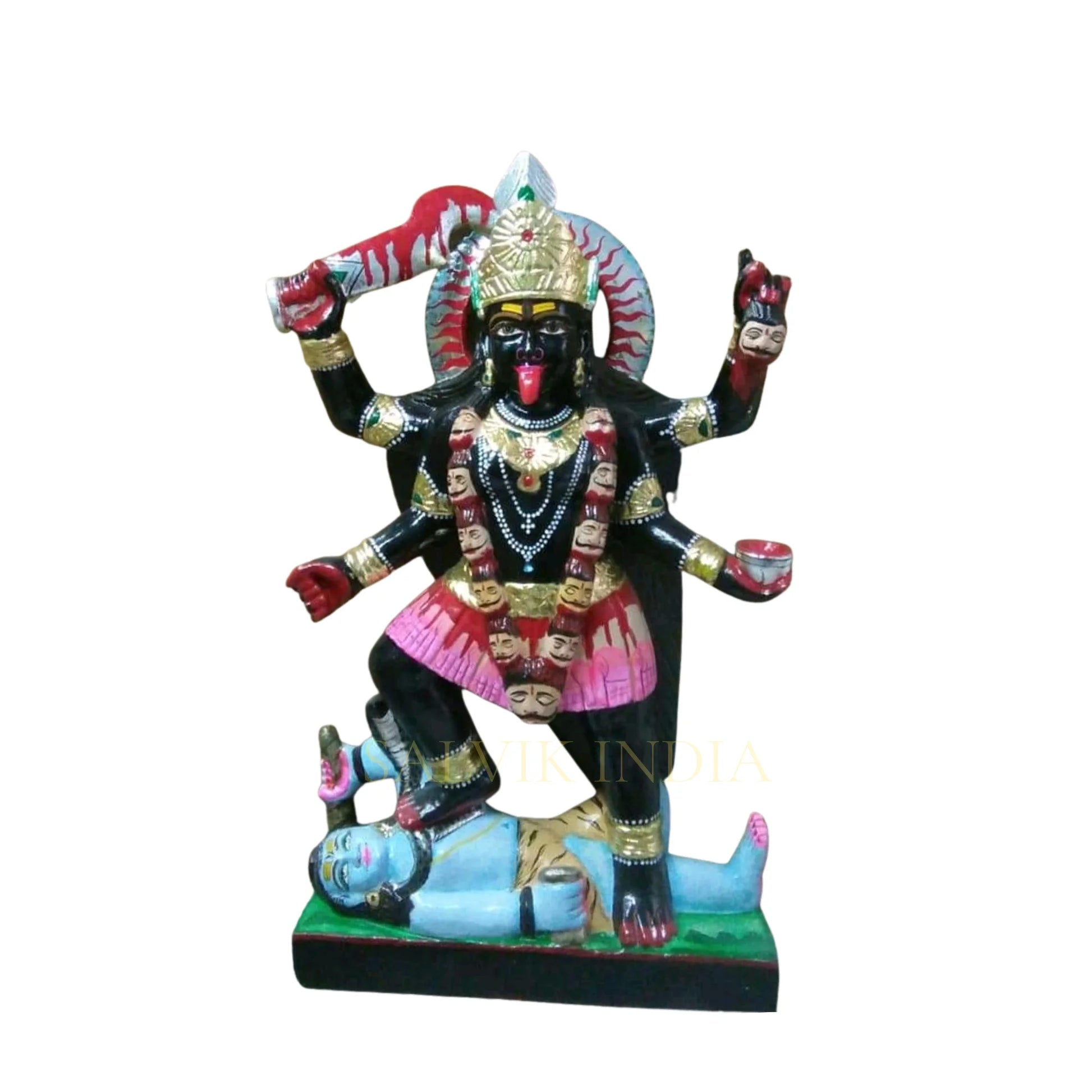 Black Marble Kali Mata Statue Handcrafted for Home Temple
