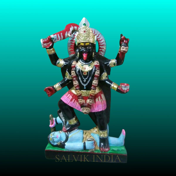 Black Marble Kali Mata Statue Handcrafted for Home Temple