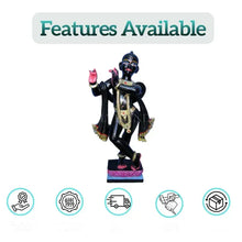 Black marble Krishna idol playing flute with divine expression