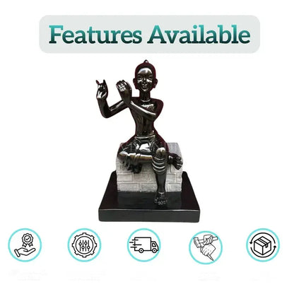 Black Marble Krishna Statue with Fine Hand Carving