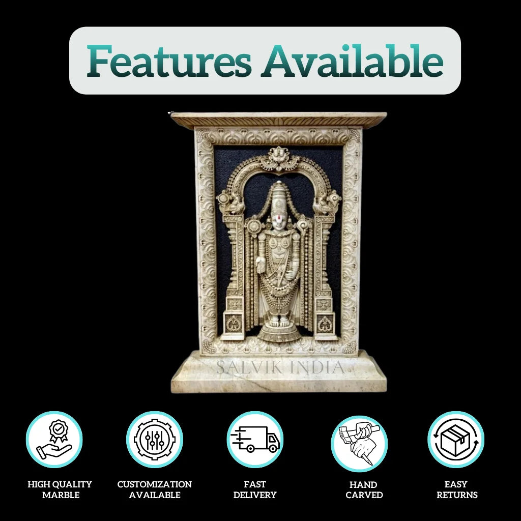 Side view of Black Marble Tirupati Balaji Statue for home and temple