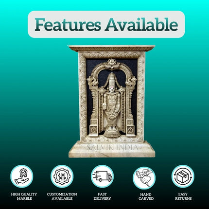 Side view of Black Marble Tirupati Balaji Statue for home and temple