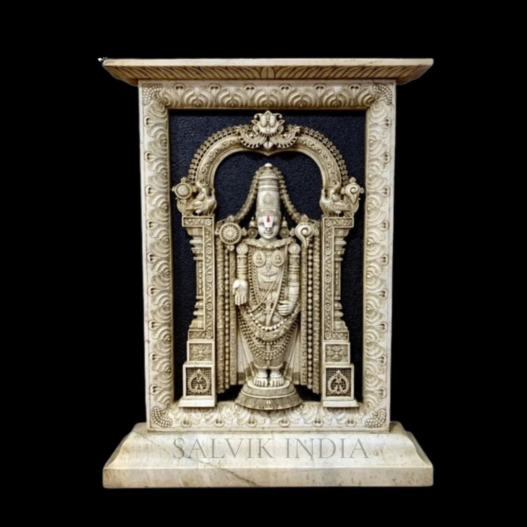 Handcrafted Black Marble Tirupati Balaji Statue for Home and Temple