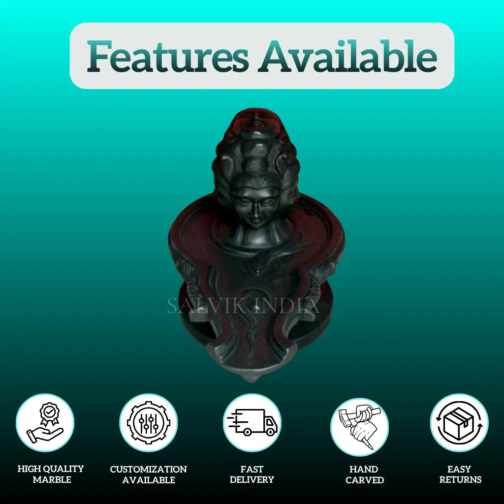 Side view of Black Stone Panchmukhi Shivling Statue