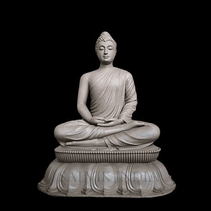 Buddha marble murti for home temple handcrafted from premium white marble
