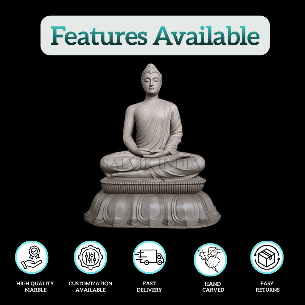 Buddha marble murti for home temple handcrafted from premium white marble
