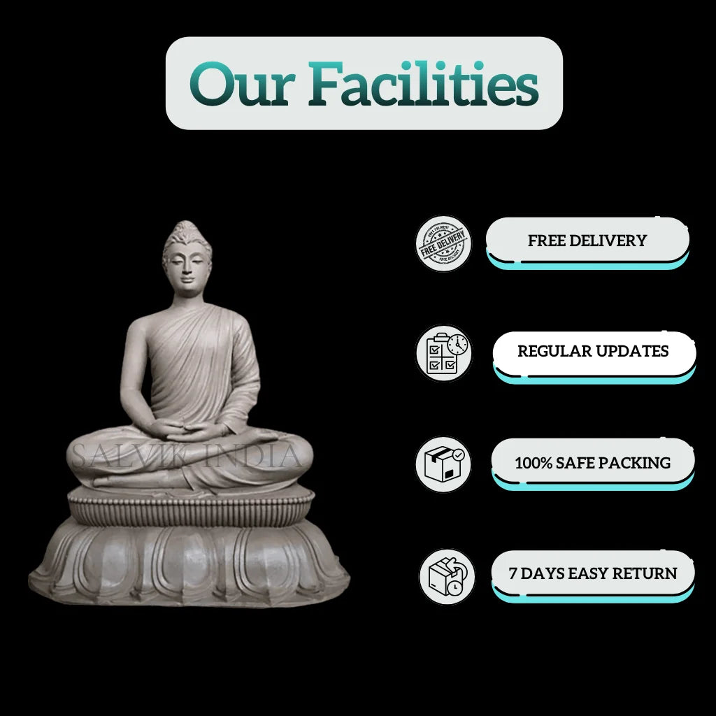 Side angle of Buddha marble murti handcrafted in white marble