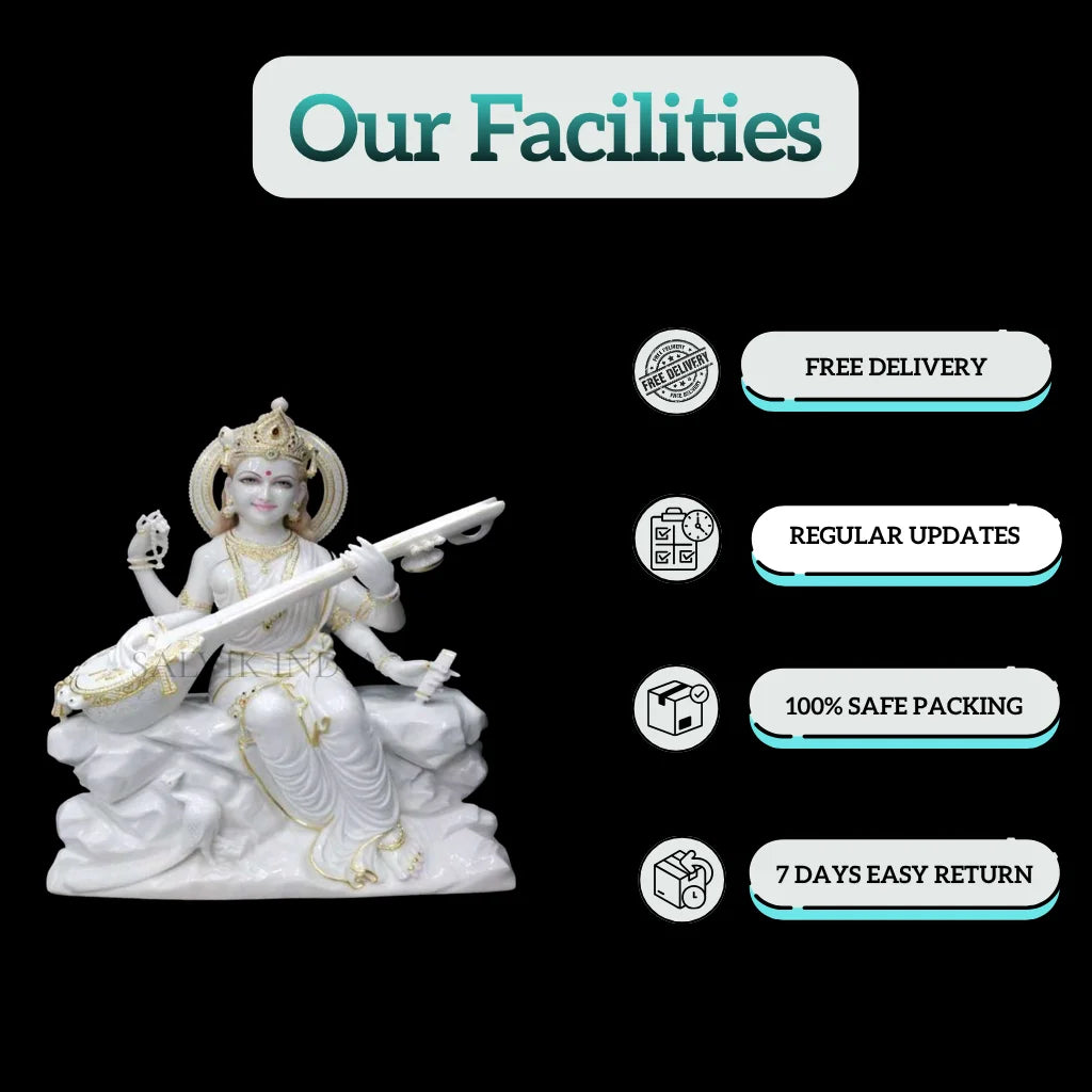 Buy large Saraswati idol handcrafted marble statue