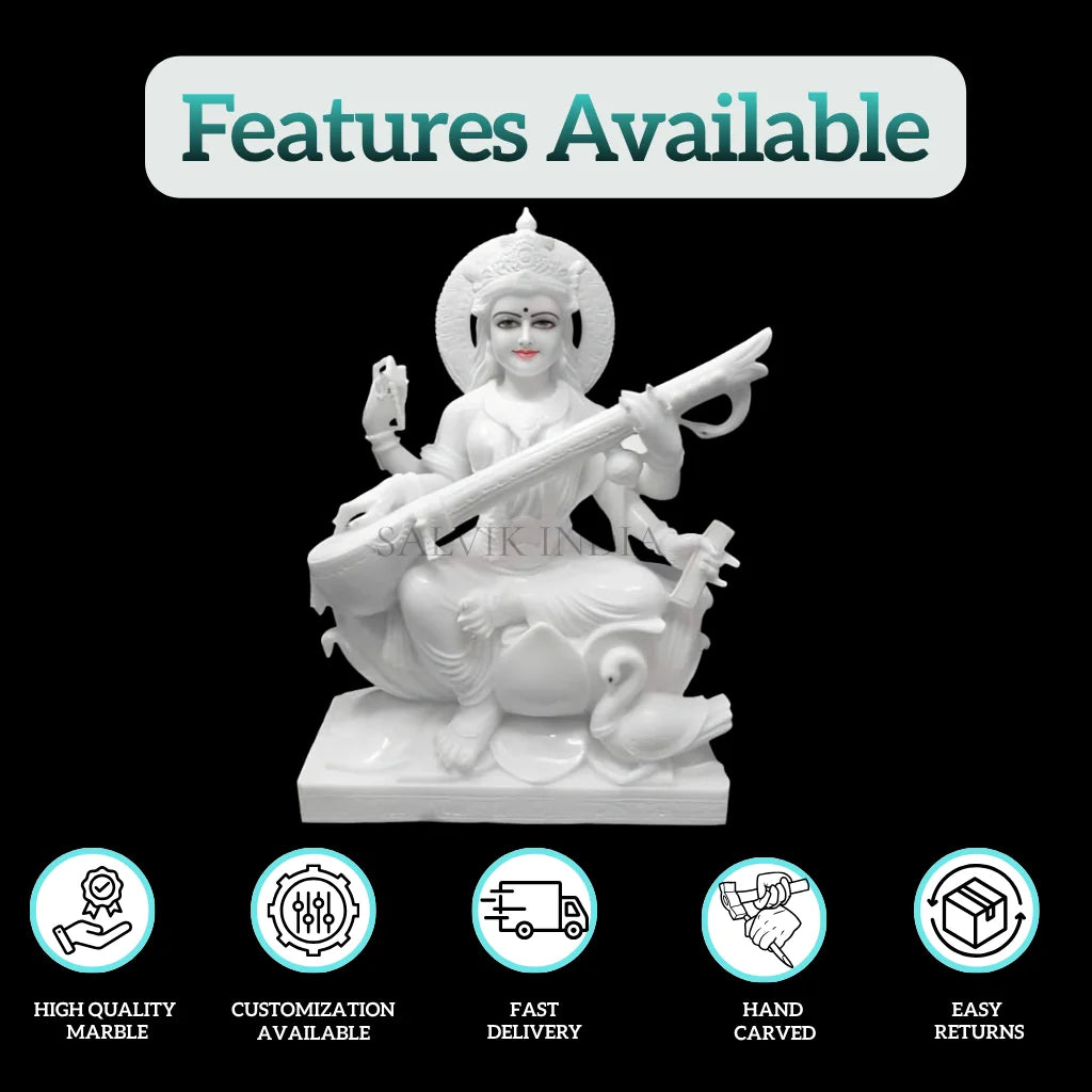 Buy Saraswati idol premium marble statue for worship space