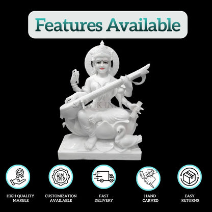 Buy Saraswati idol premium marble statue for worship space