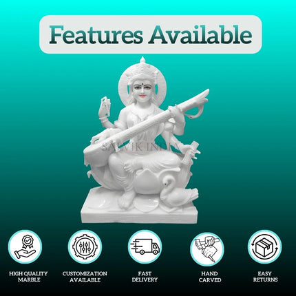 Buy Saraswati idol premium marble statue for worship space