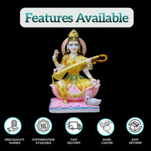 Buy Saraswati idol online painted marble Veena design