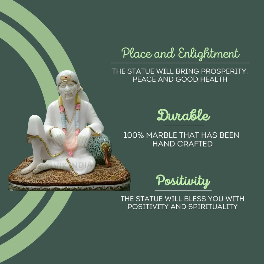 Handcrafted Marble Idol of Sai Baba with Divine Finish