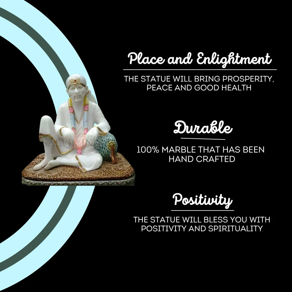 Handcrafted Marble Statue of Sai Baba with Divine Finish