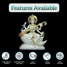 Buy Saraswati marble statue handcrafted for home temple