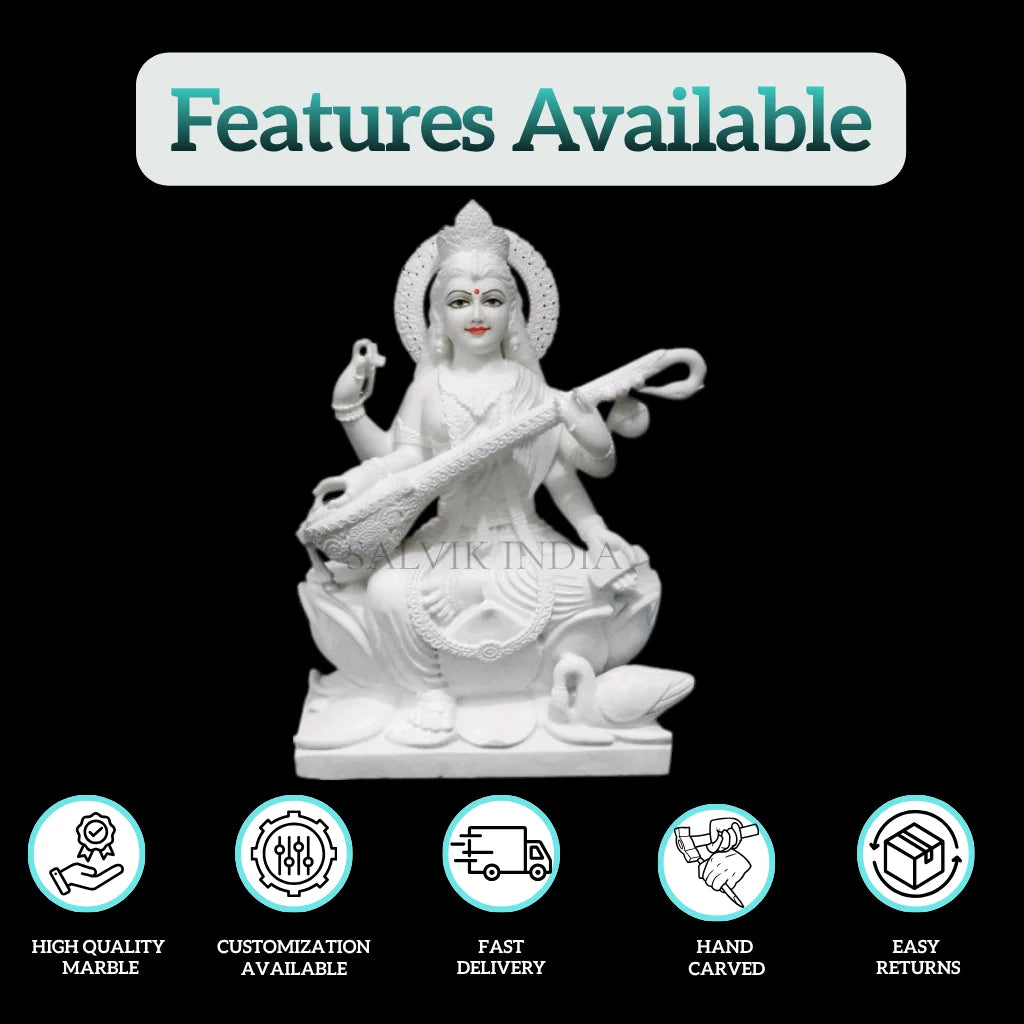 Buy Saraswati murti online white marble for pooja room