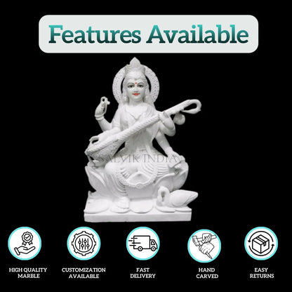 Buy Saraswati murti online white marble for pooja room