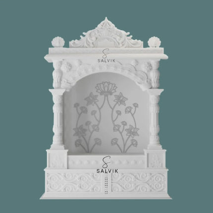 Carved White Marble Temple - Salvik | Marble Murti Manufacturers in India