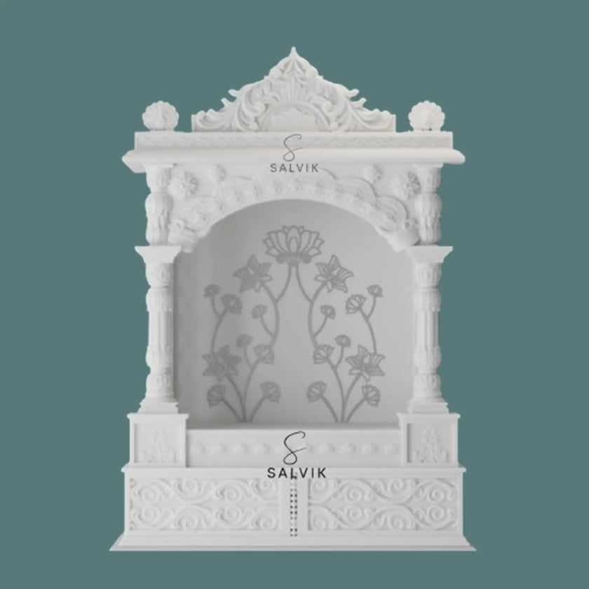 Carved White Marble Temple - Salvik | Marble Murti Manufacturers in India