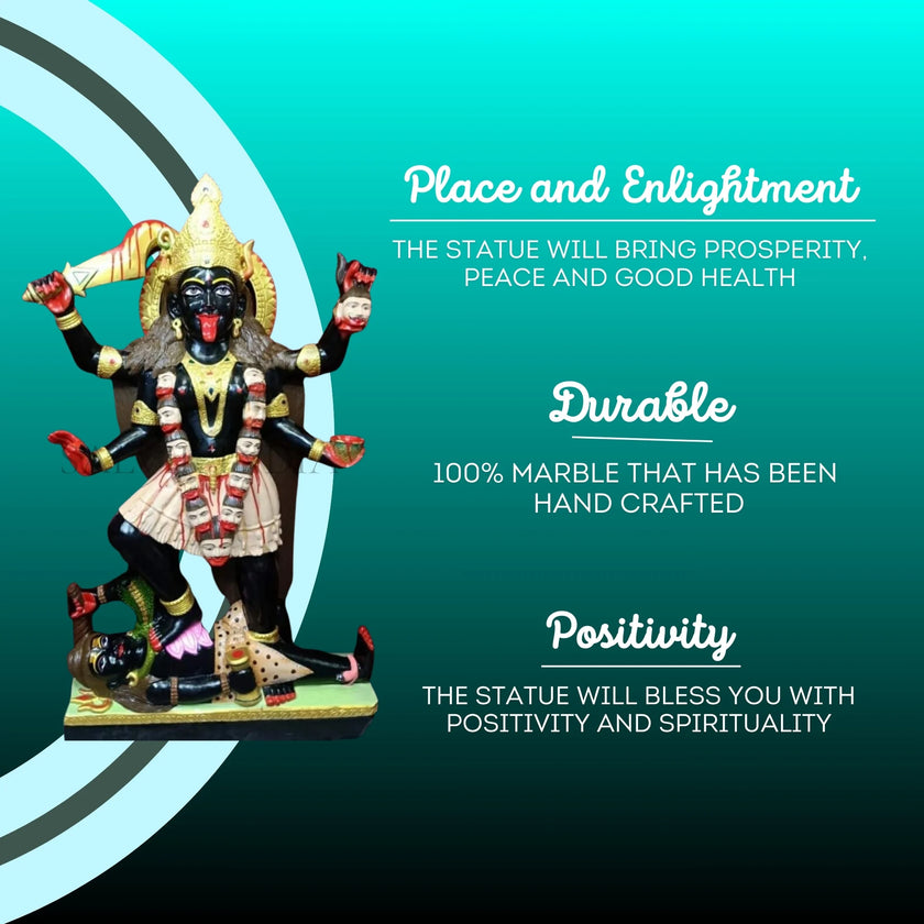 Kali Mata Murti – Vibrant Colour Work Marble Idol for Devotional Use