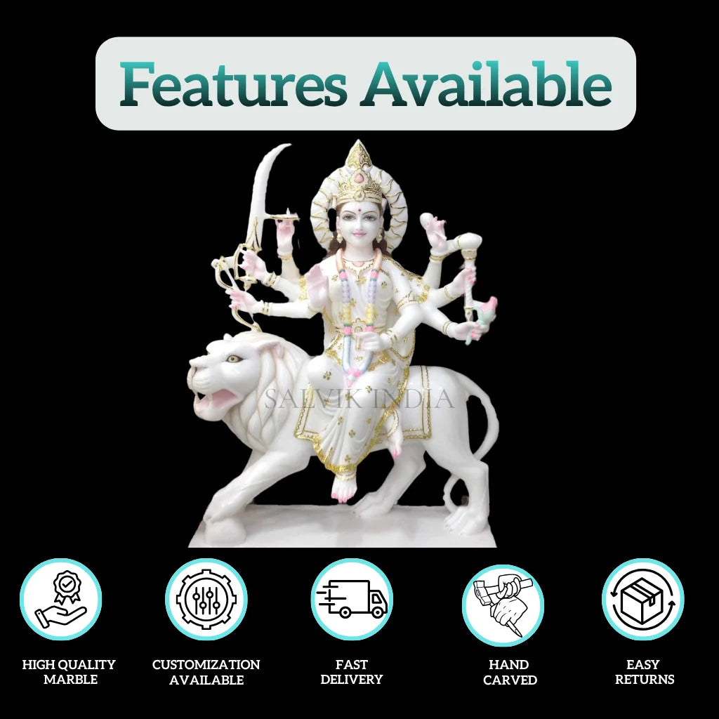 compact durga idol front view for home pooja room