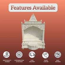 custom marble mandir front view with personalized carving