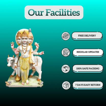 Datta Murti Marble idol with fine hand-carved features