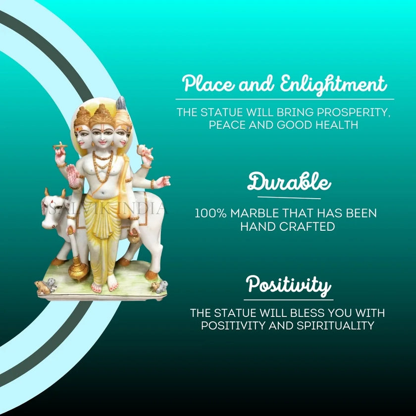 Datta Murti Marble statue with base – high-quality handcrafted marble murt