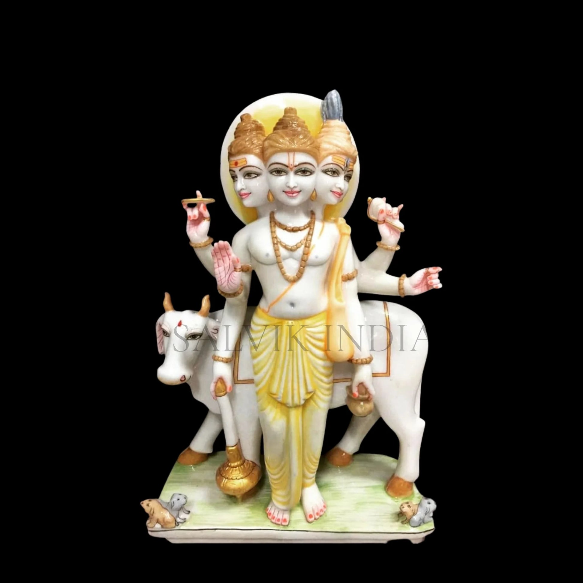 Datta Murti Marble handcrafted statue – premium white marble front view