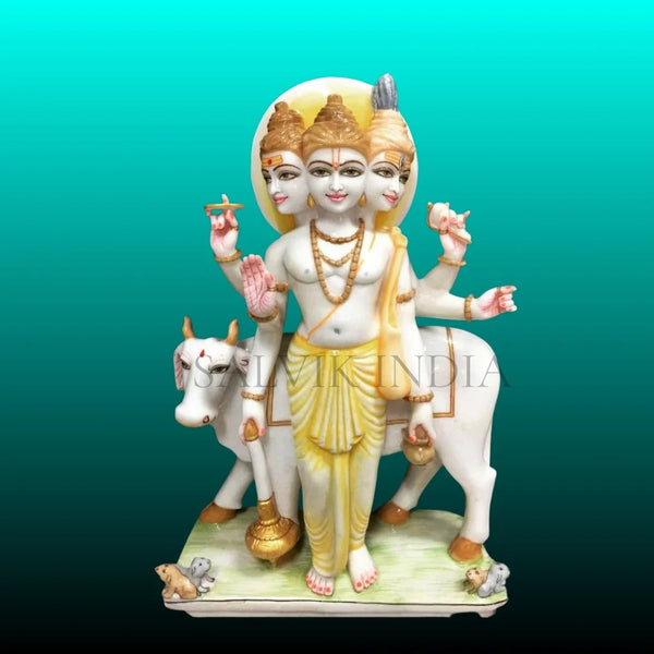 Datta Murti Marble handcrafted statue – premium white marble front view
